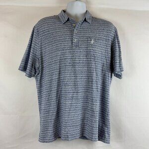 Johnnie-O Polo Shirt Men's XXL Heather Blue White Stripe Short Sleeve